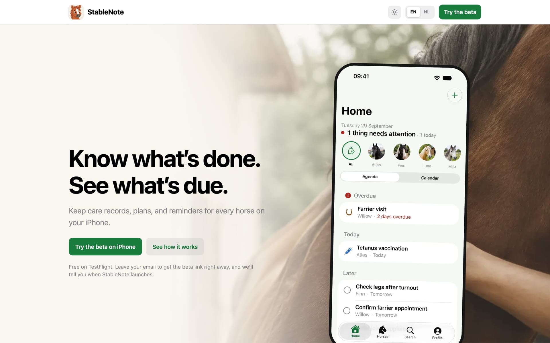 stablenote.app homepage hero